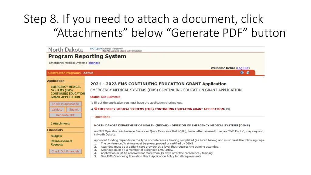 step 8 if you need to attach a document click