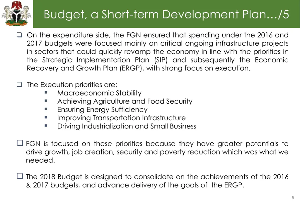 budget a short term development plan 5