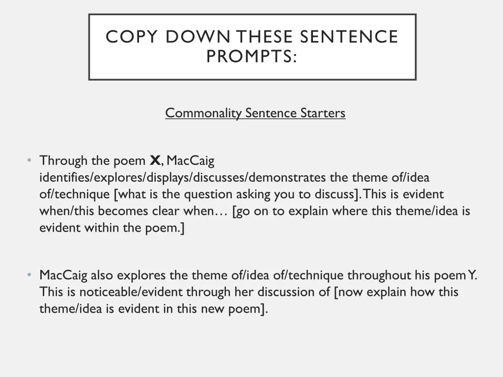 copy down these sentence prompts