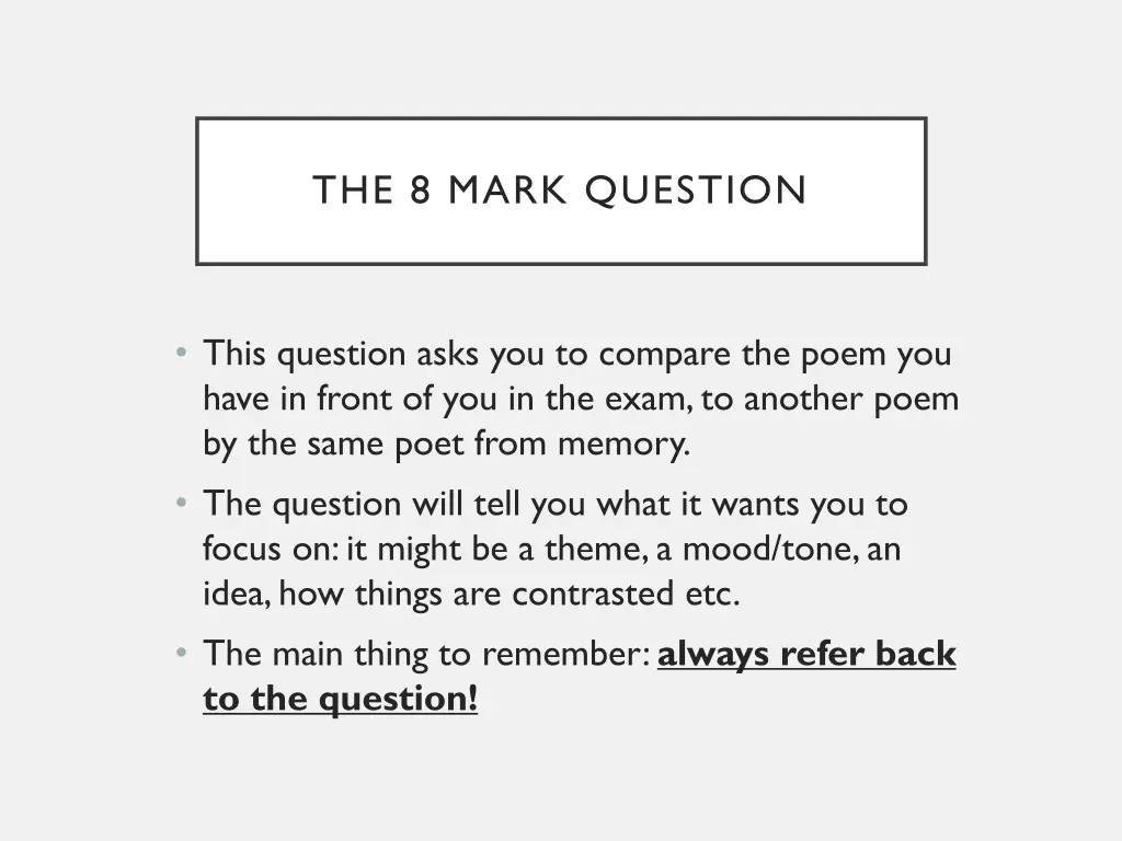 the 8 mark question