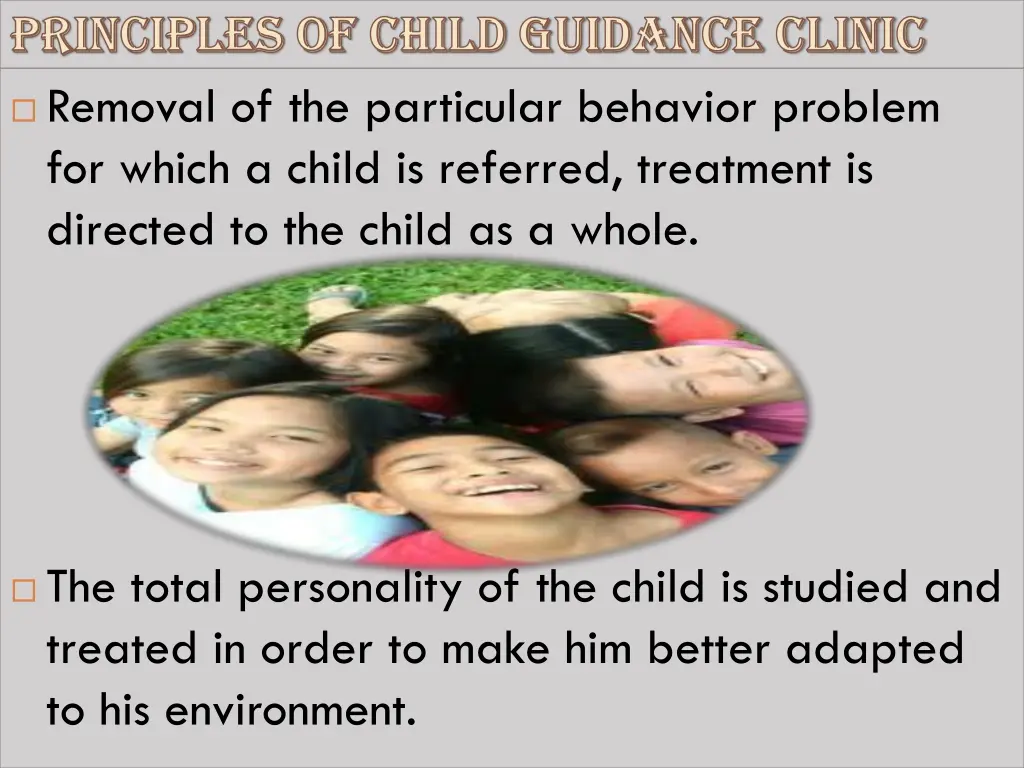 principles of child guidance clinic principles