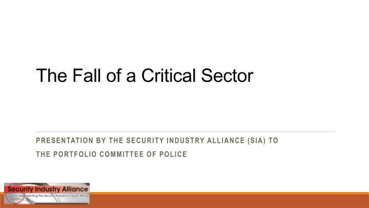 the fall of a critical sector