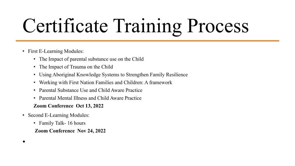 certificate training process