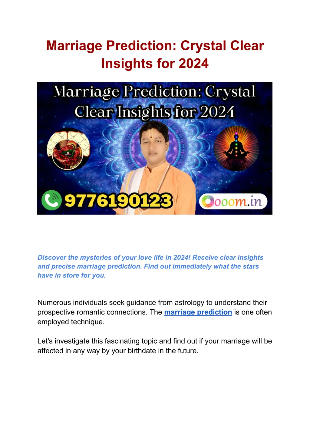 marriage prediction crystal clear insights