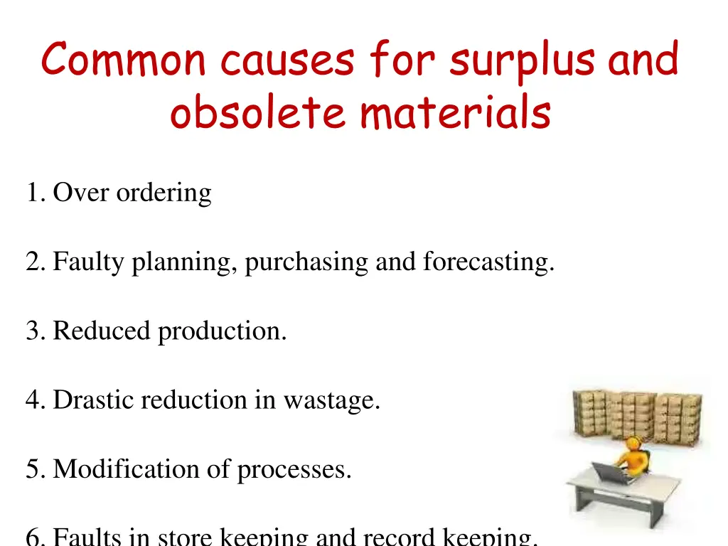 common causes for surplus and obsolete materials