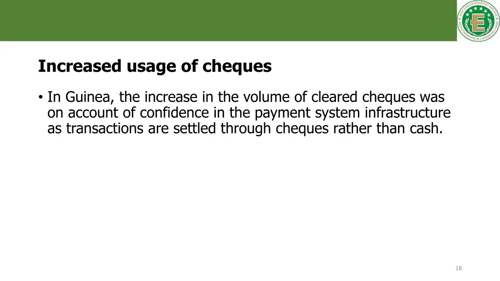 increased usage of cheques