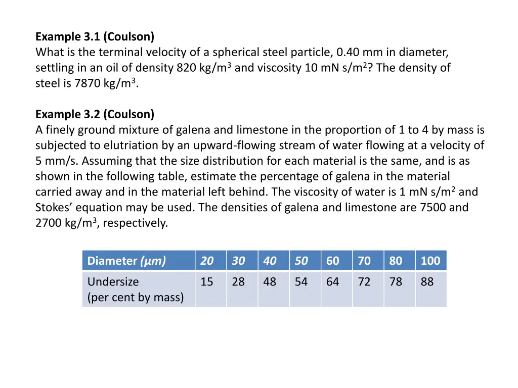 example 3 1 coulson what is the terminal velocity