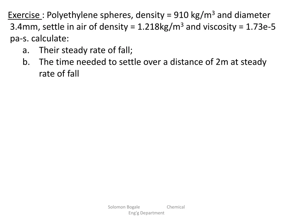 exercise polyethylene spheres density