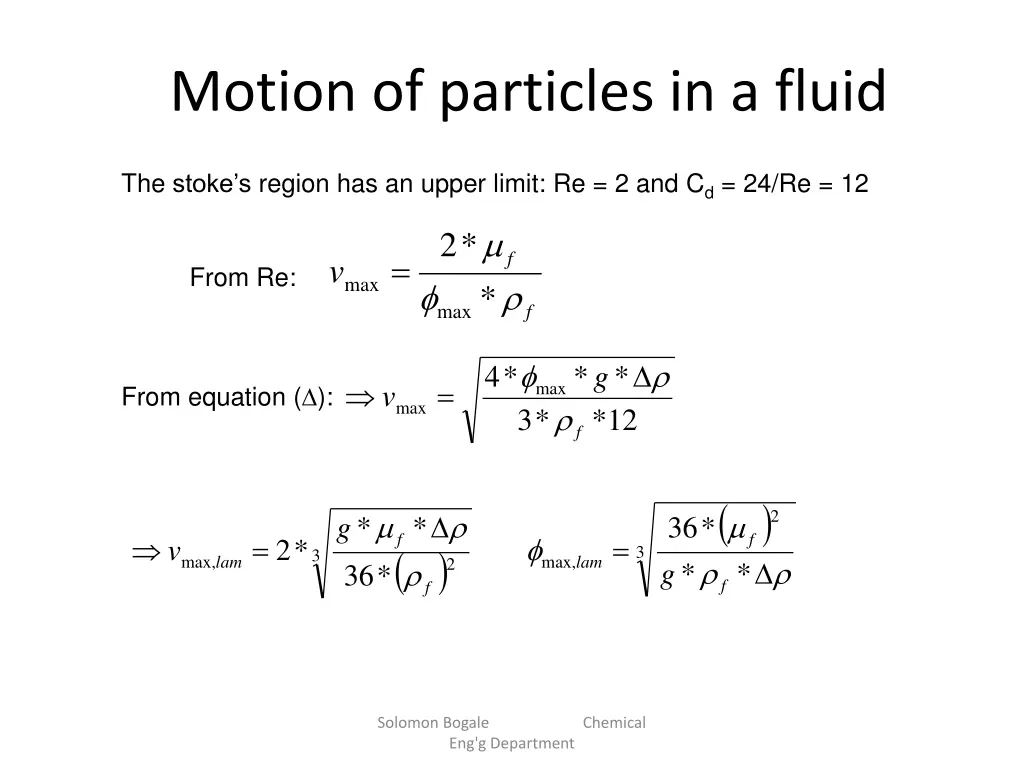 motion of particles in a fluid 5