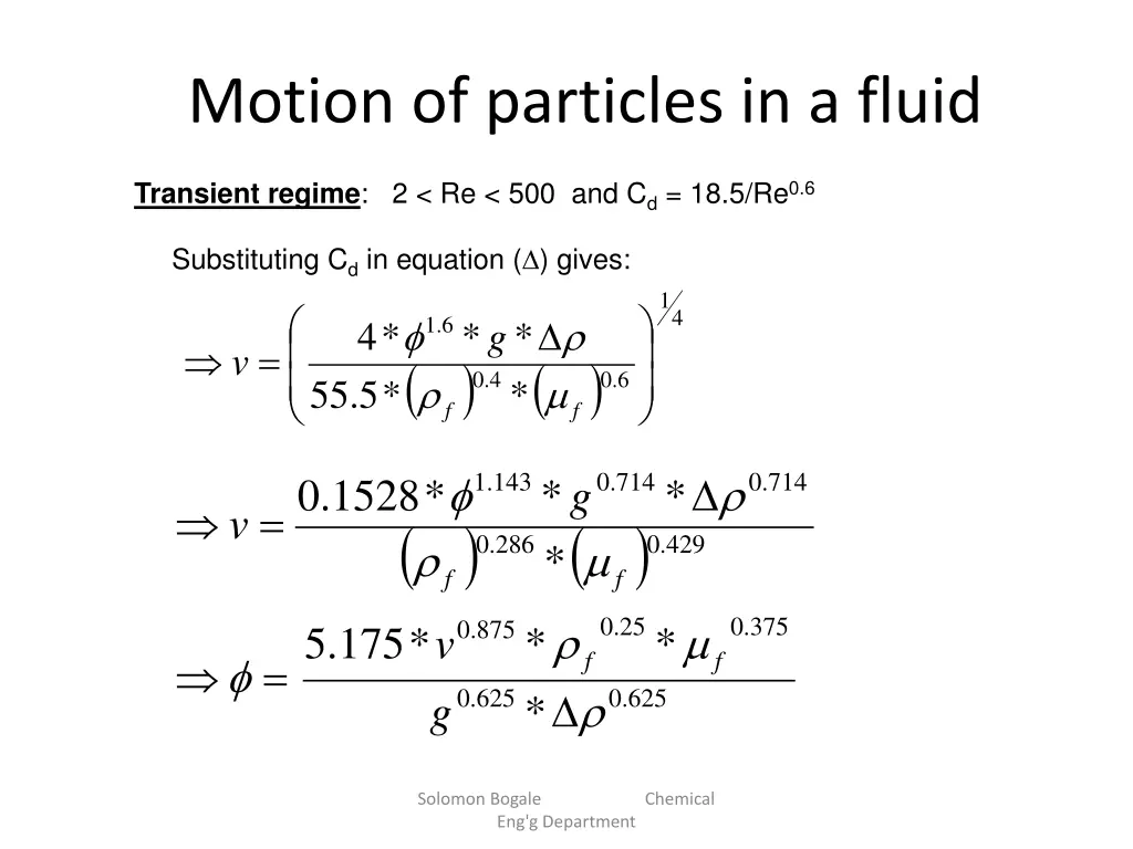 motion of particles in a fluid 6