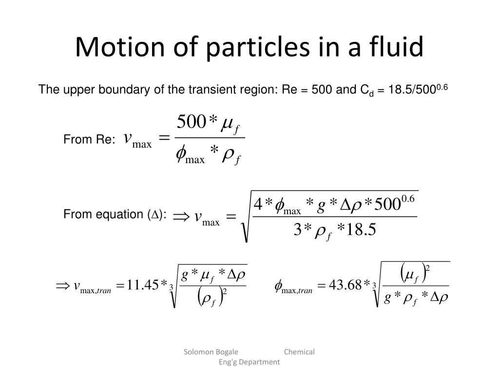 motion of particles in a fluid 7