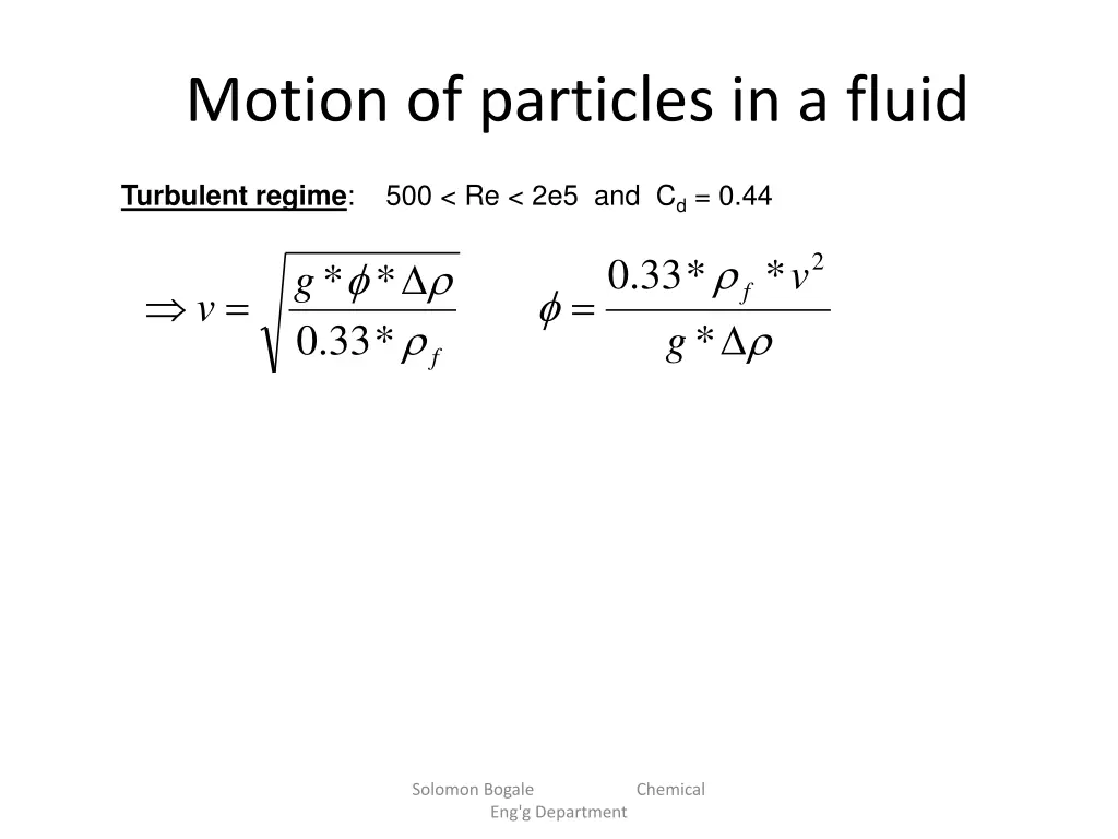 motion of particles in a fluid 8