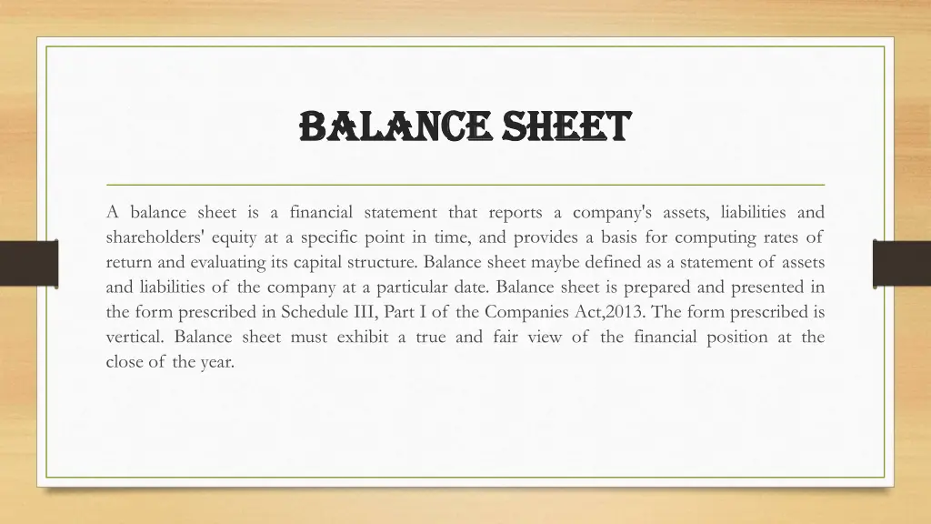 balance sheet balance sheet