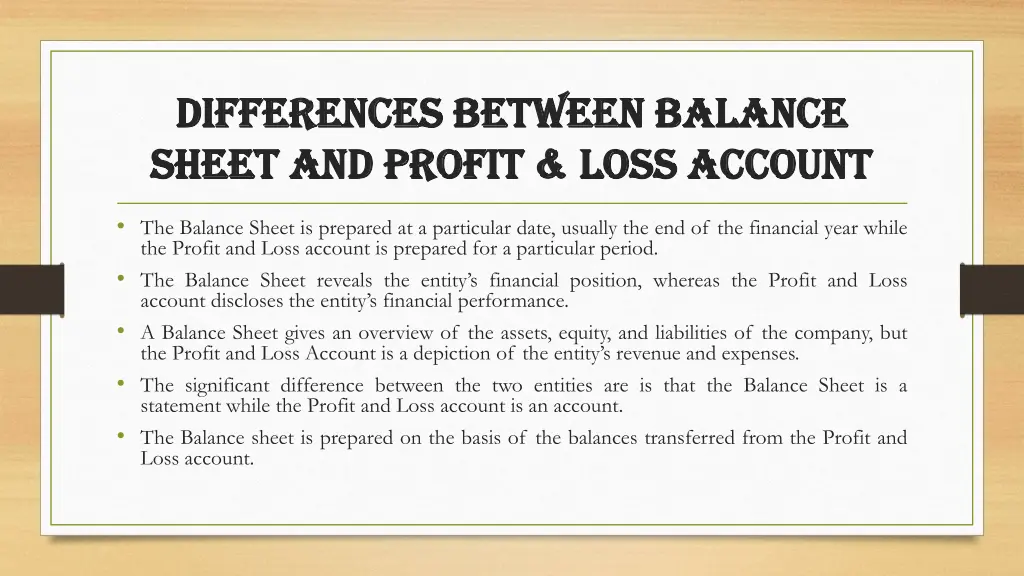 differences between balance differences between