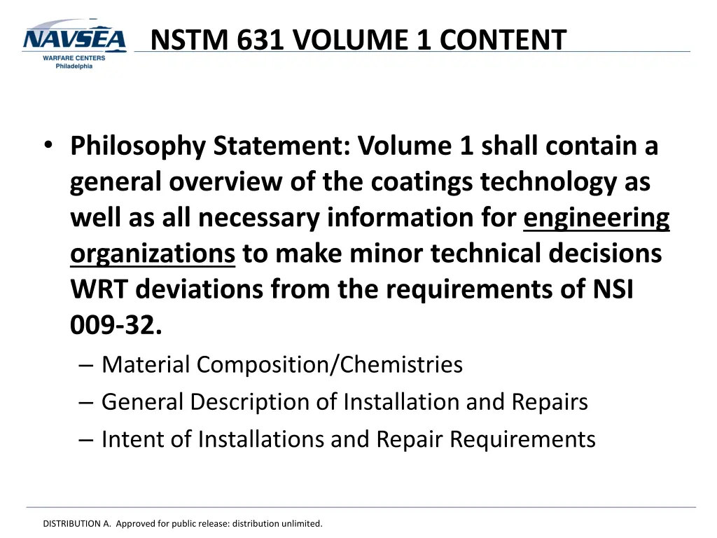 nstm 631 volume 1 content