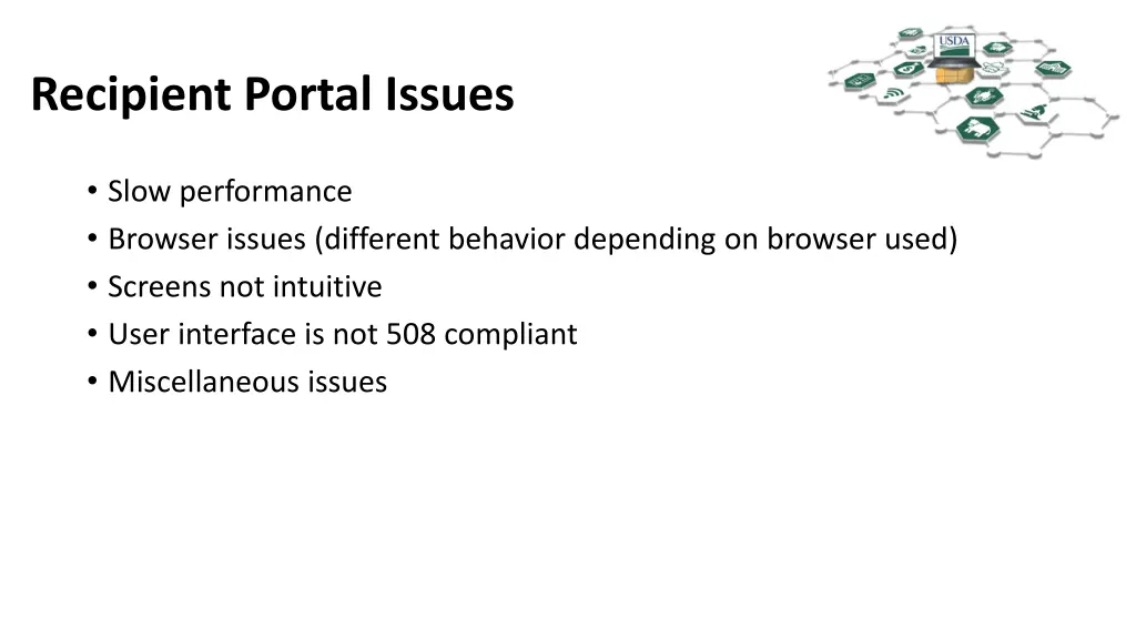 recipient portal issues