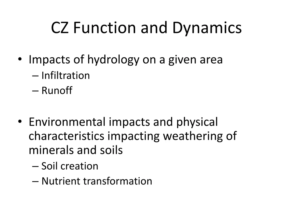 cz function and dynamics