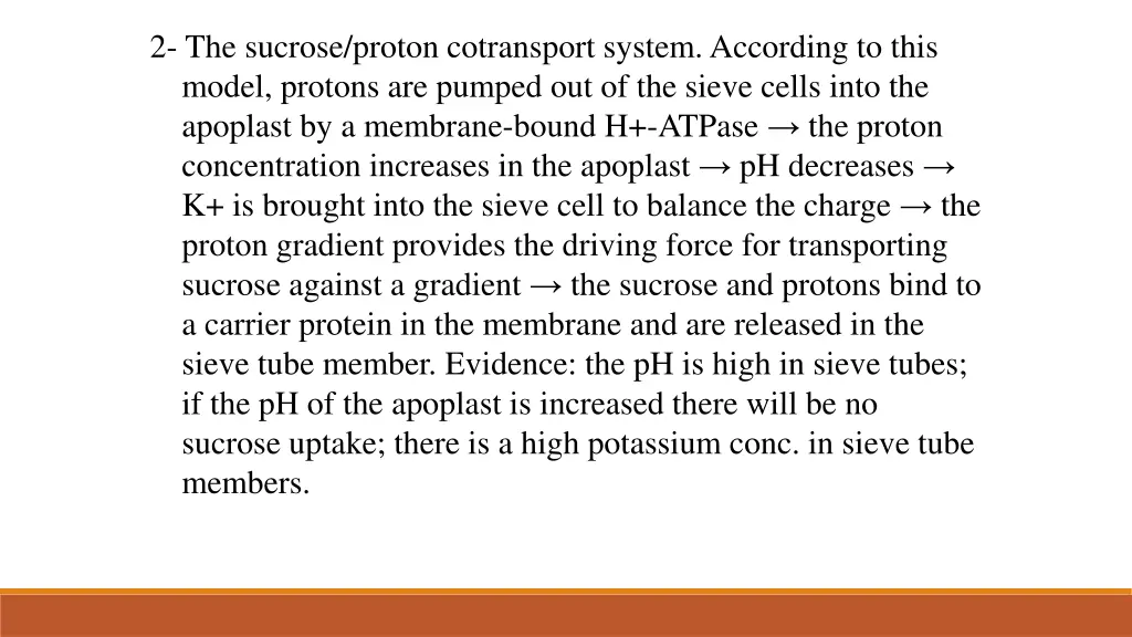 2 the sucrose proton cotransport system according