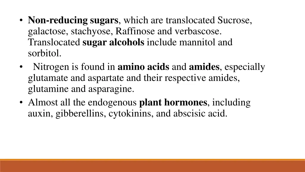 non reducing sugars which are translocated