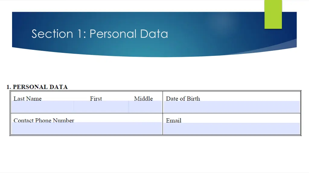 section 1 personal data