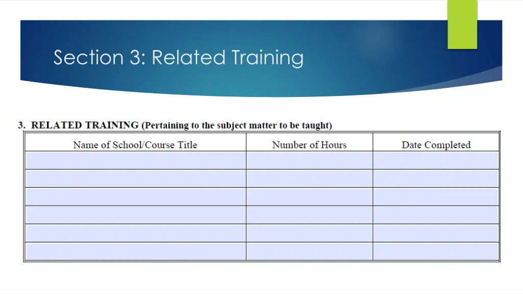 section 3 related training