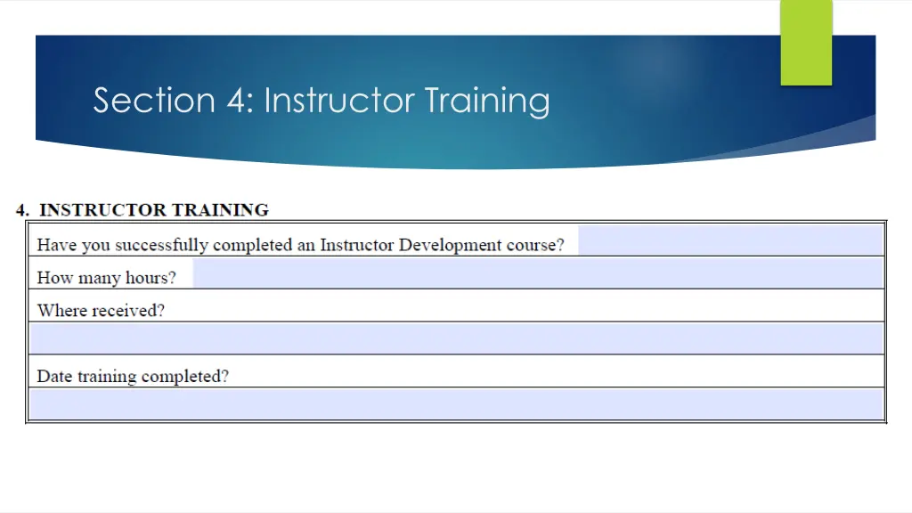 section 4 instructor training