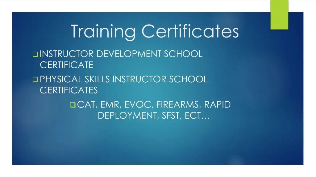 training certificates