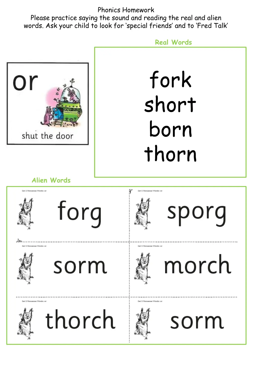 phonics homework 7