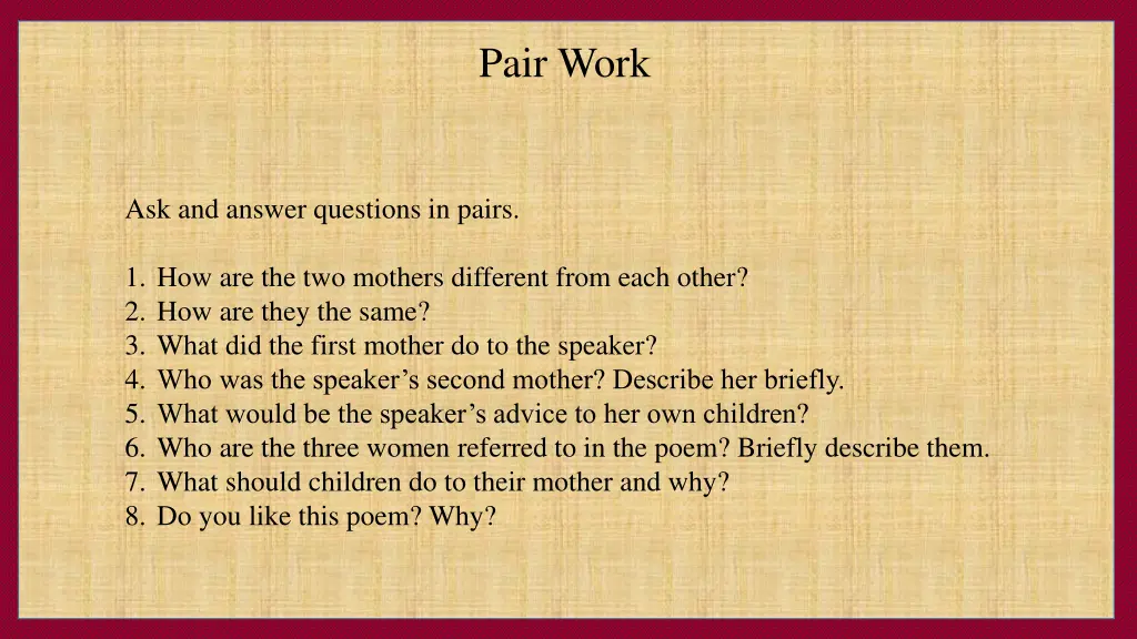 pair work