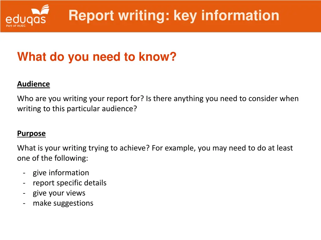 report writing key information