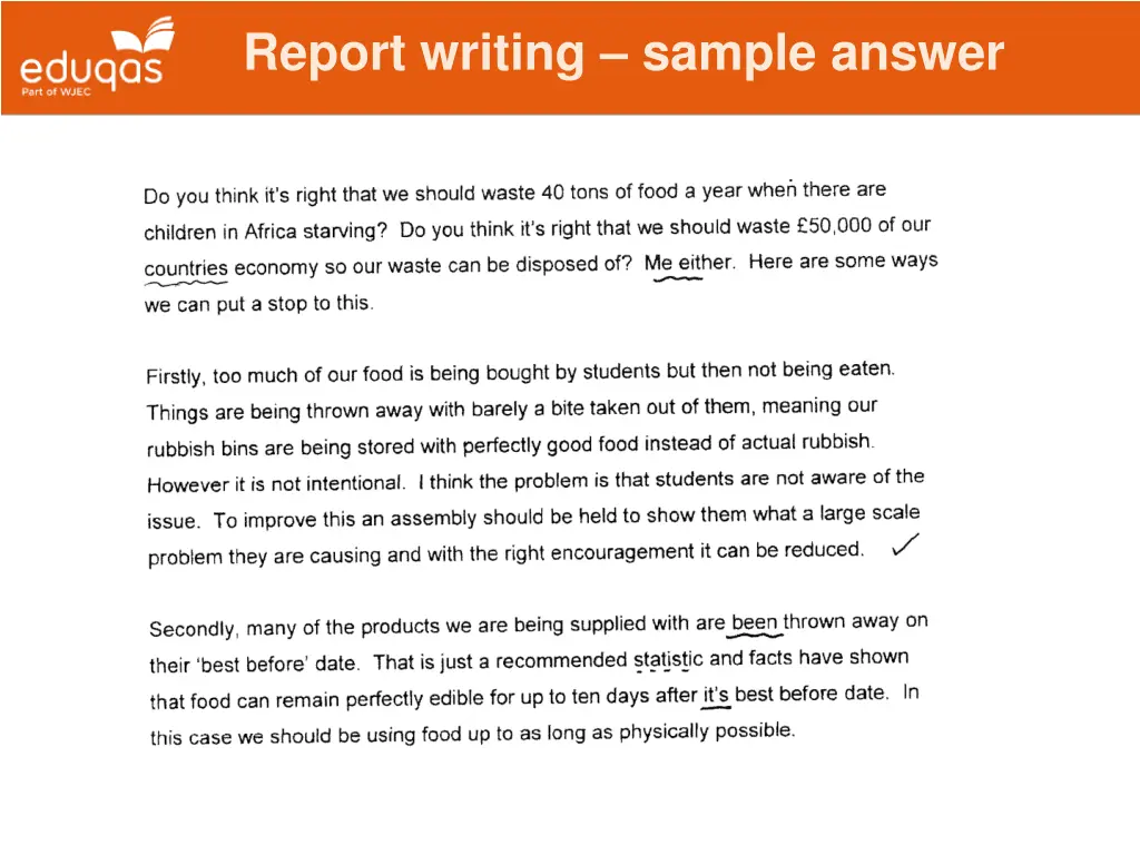 report writing sample answer 1