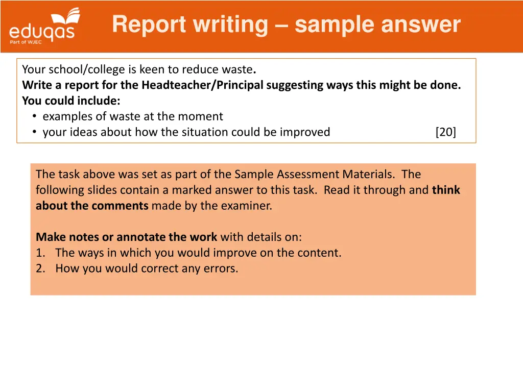 report writing sample answer