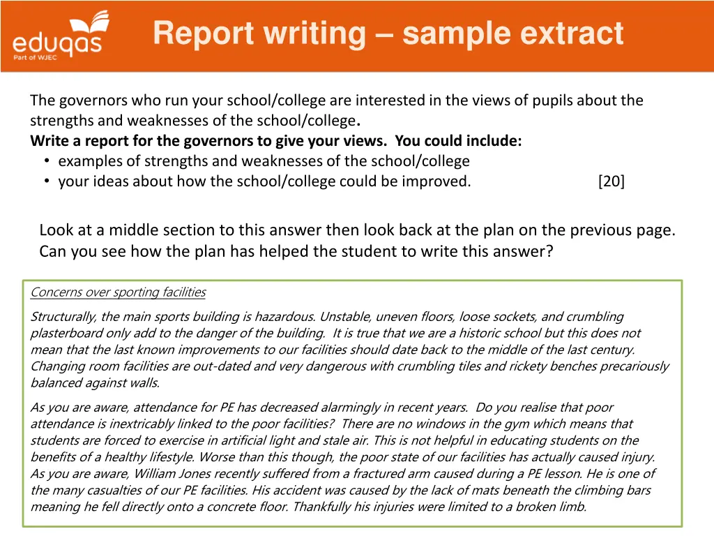 report writing sample extract 1