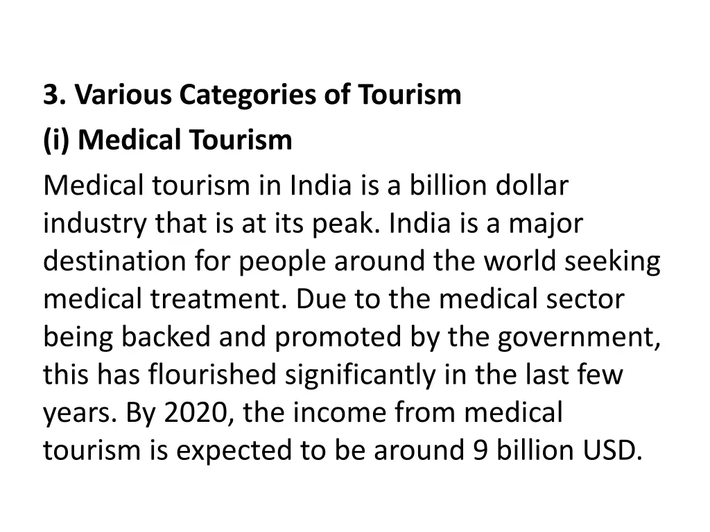 3 various categories of tourism i medical tourism