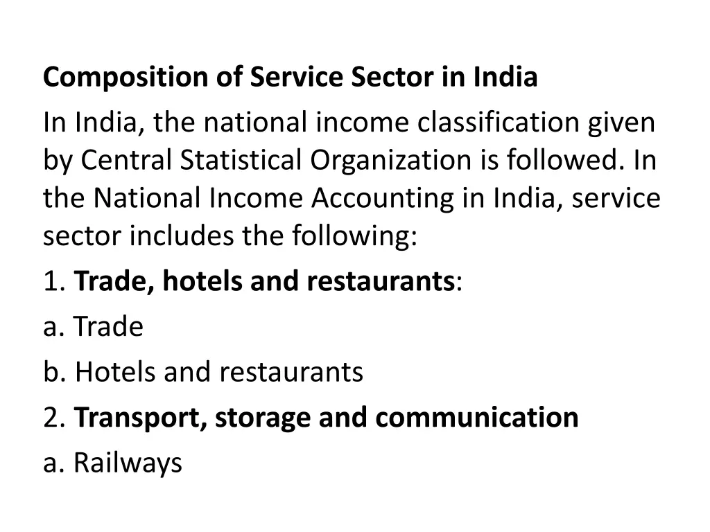 composition of service sector in india in india