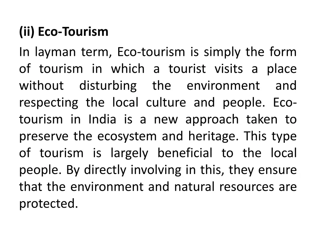 ii eco tourism in layman term eco tourism