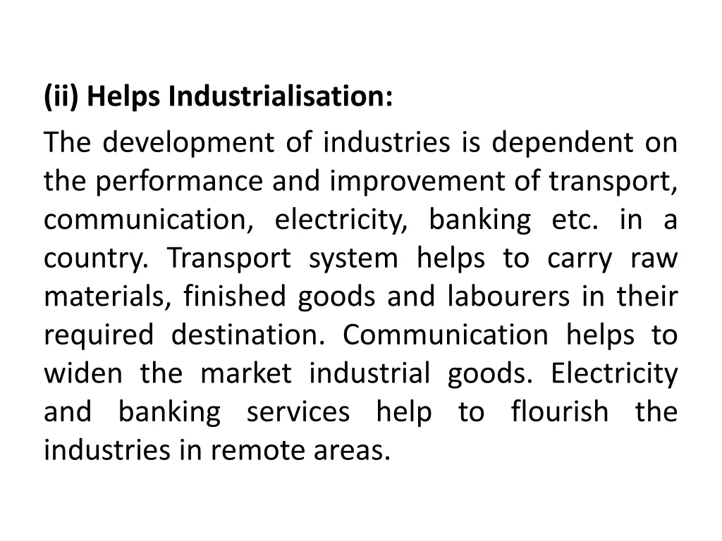 ii helps industrialisation the development