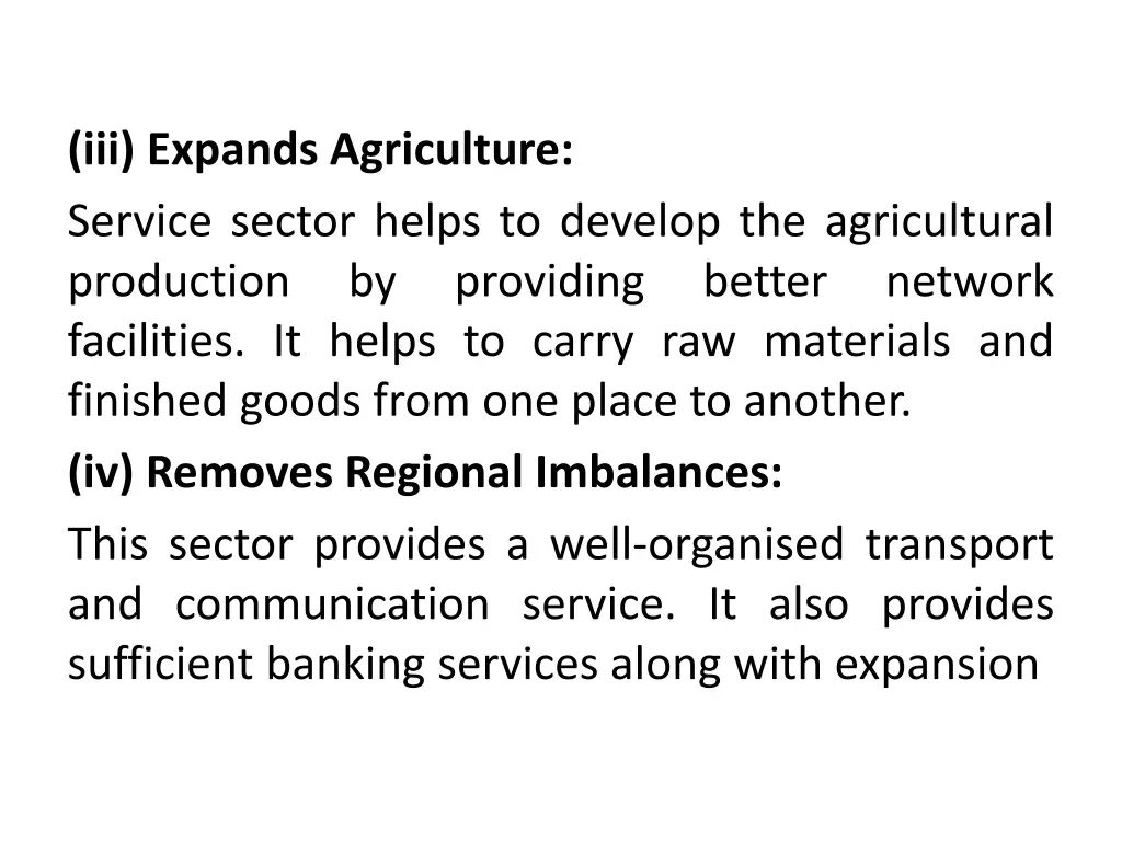 iii expands agriculture service sector helps