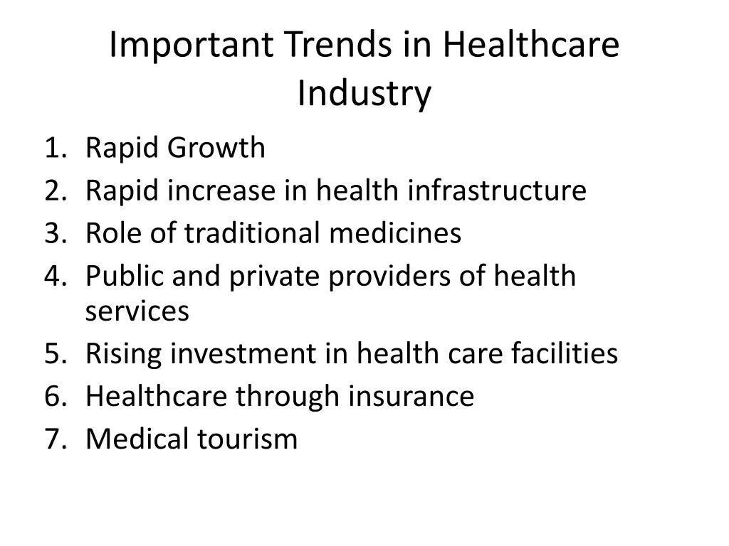 important trends in healthcare industry