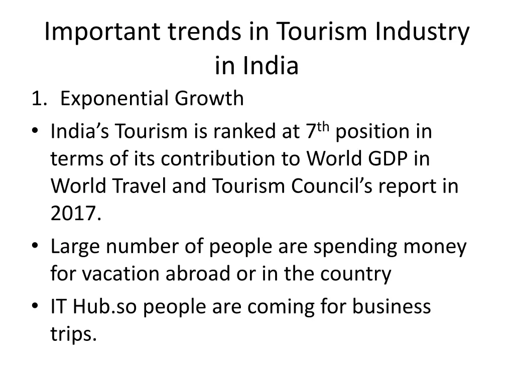 important trends in tourism industry in india