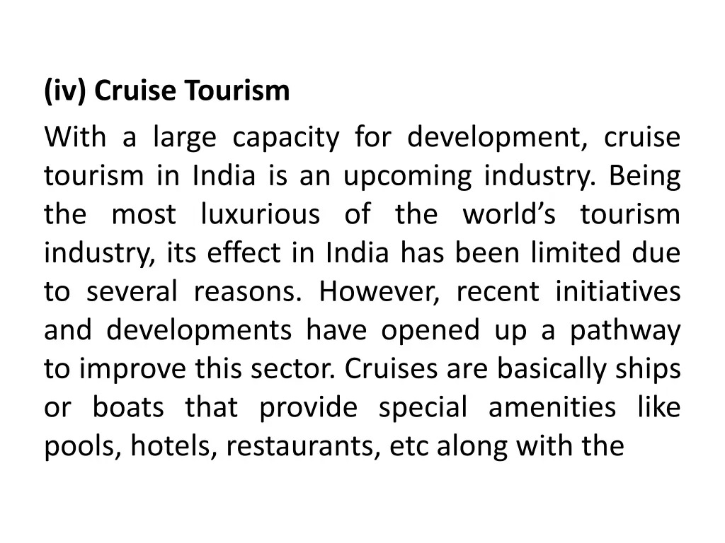 iv cruise tourism with a large capacity