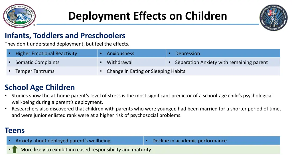 deployment effects on children