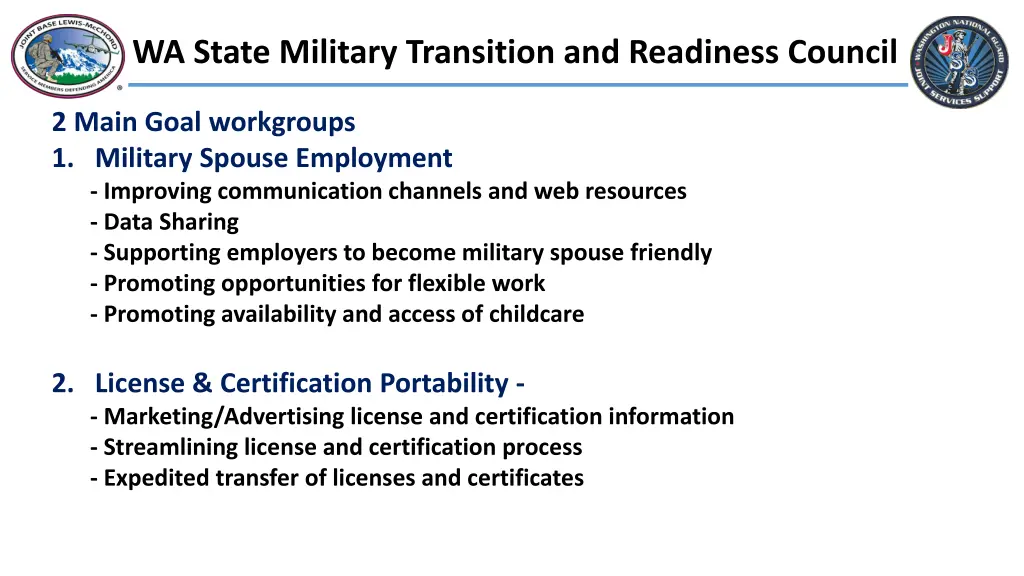 wa state military transition and readiness council