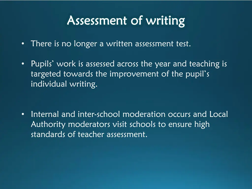 assessment of writing assessment of writing