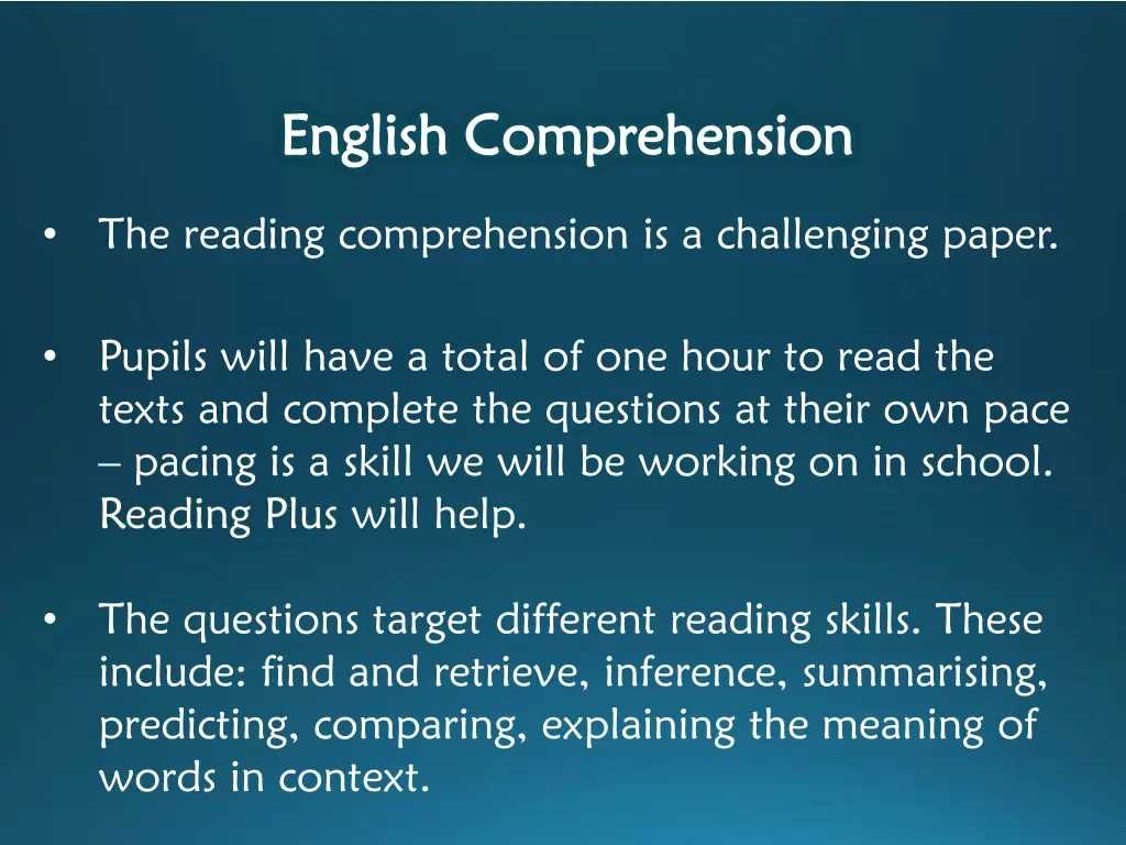 english comprehension english comprehension