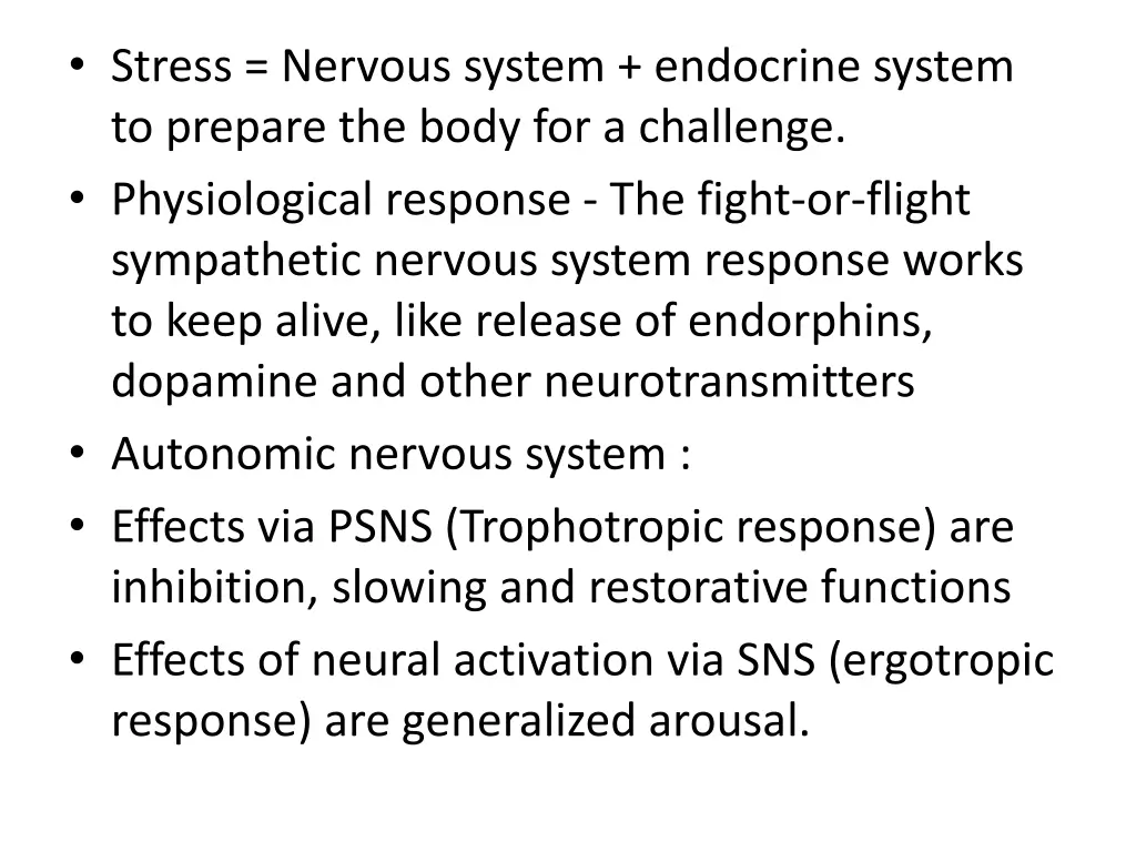 stress nervous system endocrine system to prepare