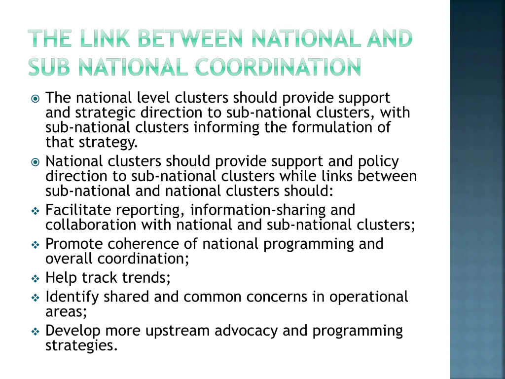 the link between national and sub national