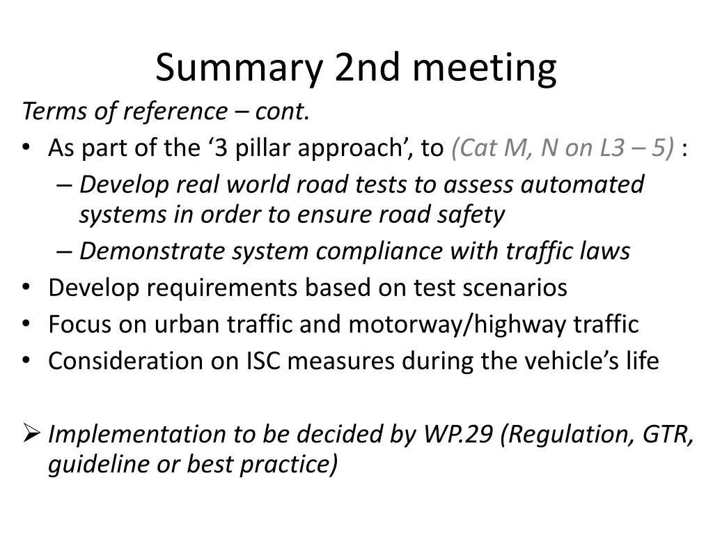 summary 2nd meeting terms of reference cont