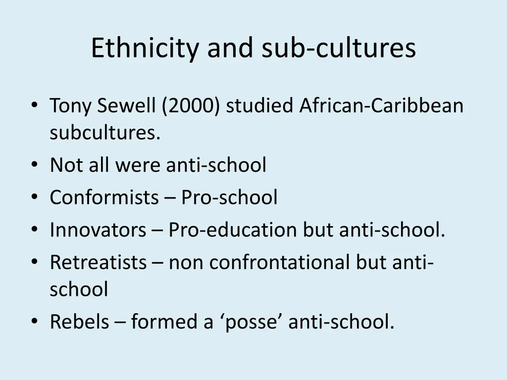 ethnicity and sub cultures