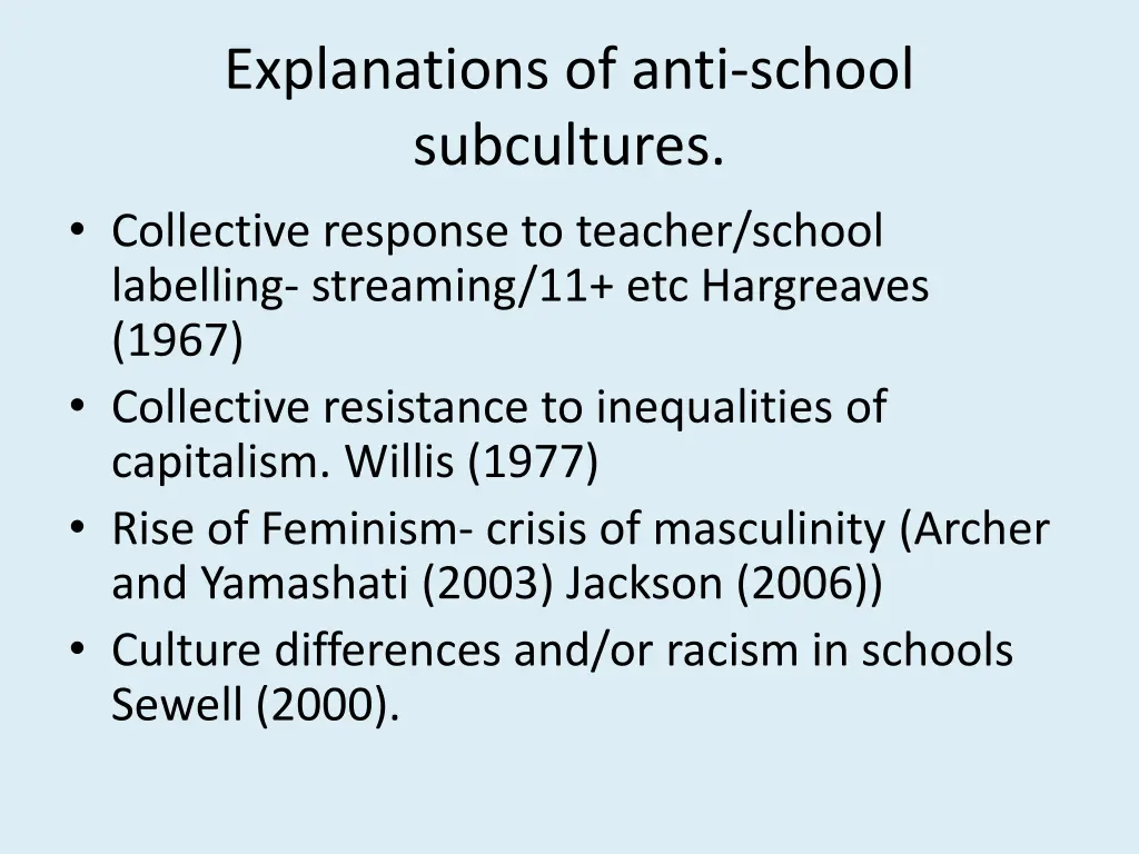 explanations of anti school subcultures